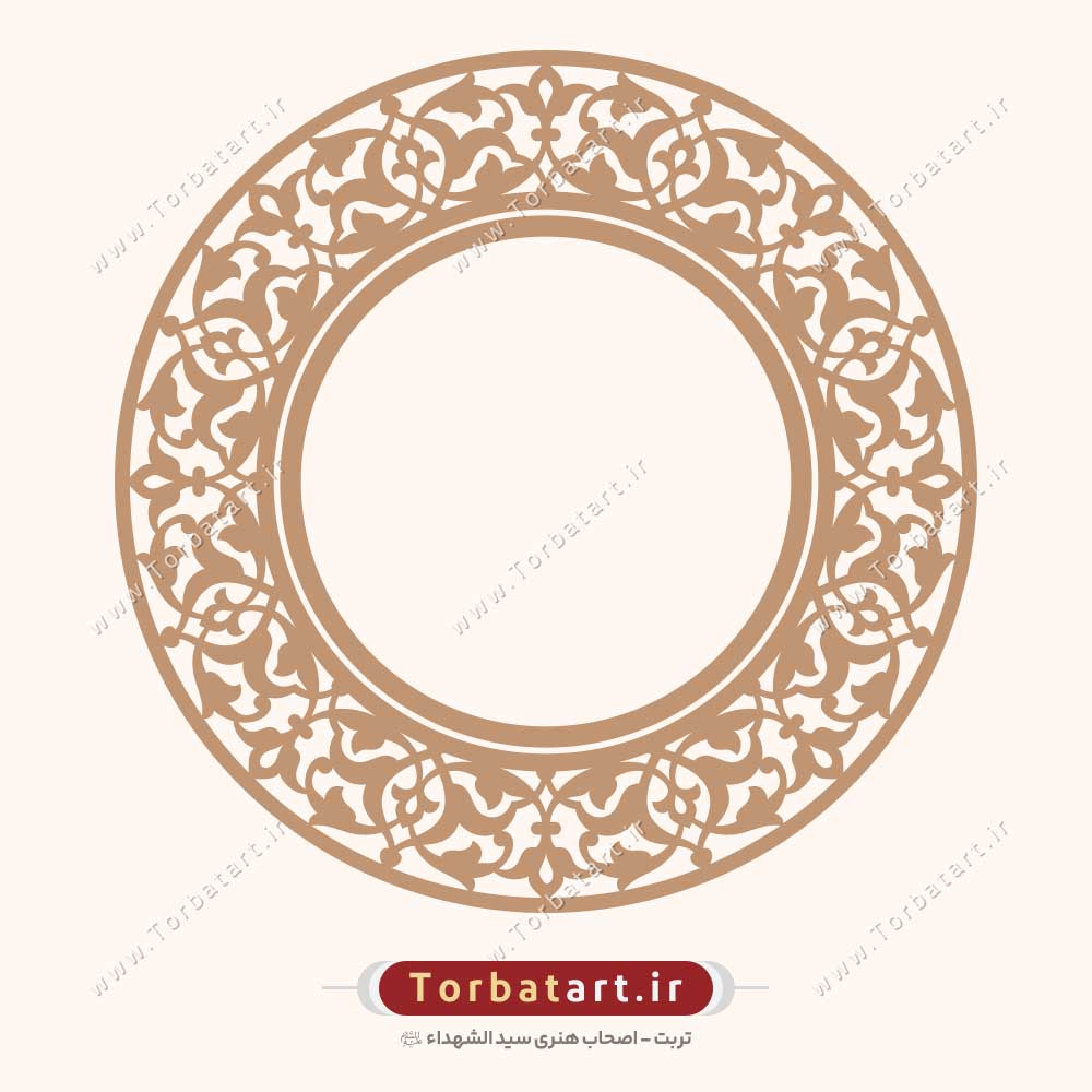 وکتور قاب اسلیمی گل و بوته مدور