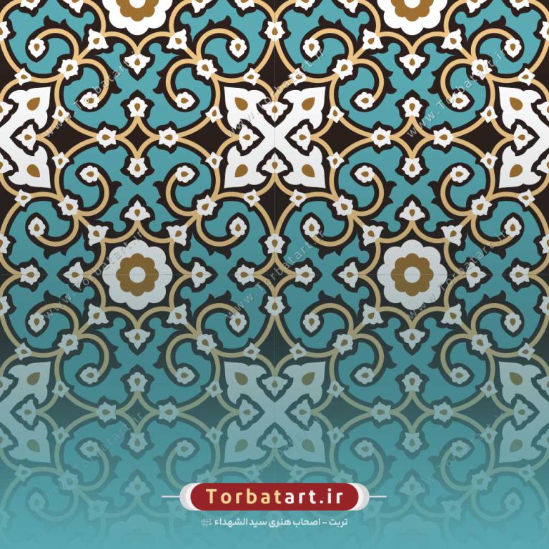 طرح وکتور کاشی فیروزه ای با نقش گل و بوته