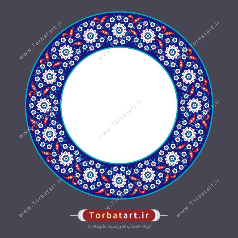 نقش اسلیمی مدور با طرح گل و بوته