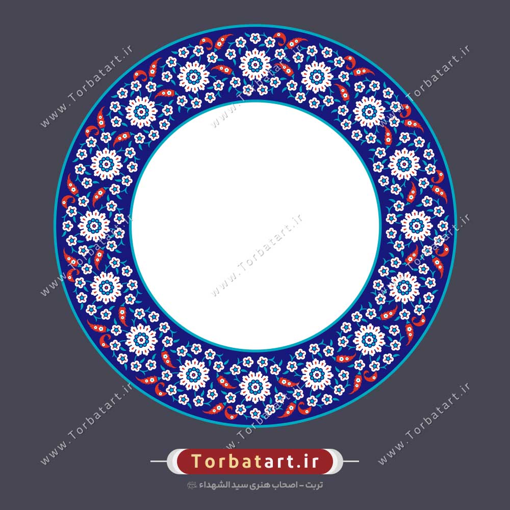 نقش اسلیمی مدور با طرح گل و بوته