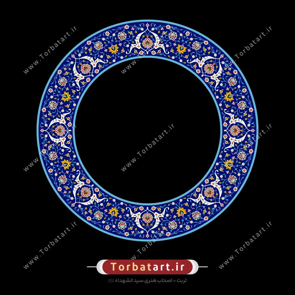 قاب دایره ای با طرح نقوش کاشی