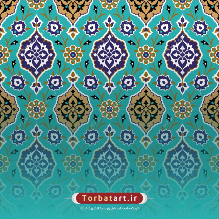 پترن اسلیمی طرح کاشی فیروزه ای