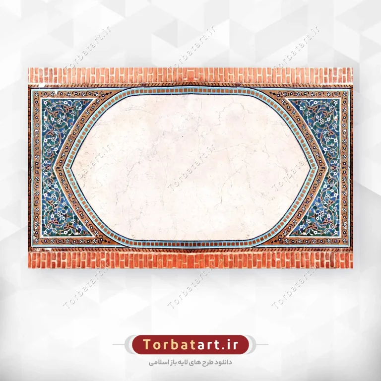 عکس قاب افقی کاشی کاری شده با نقوش سنتی و گل