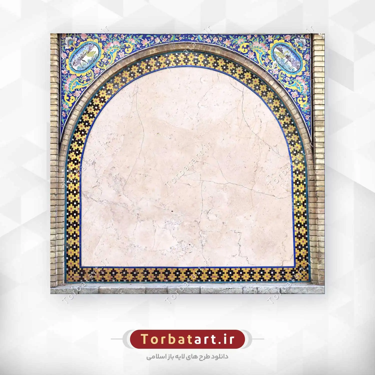عکس قاب مربعی کاشی کاری با نقوش اسلیمی