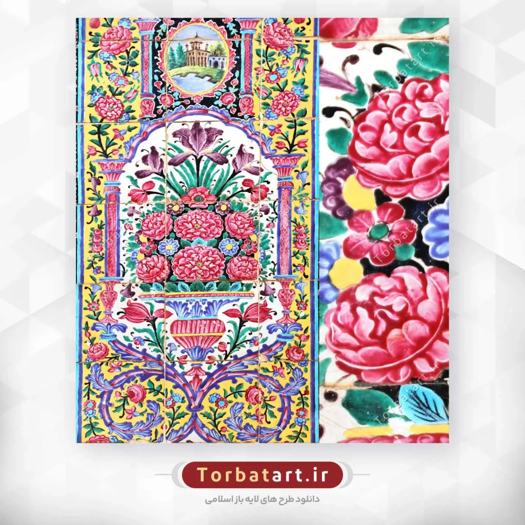 عکس کاشی کاری با گل های سنتی