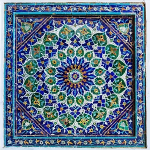 عکس کاشی کاری سنتی با نقوش تزئینی در ازبکستان (2)