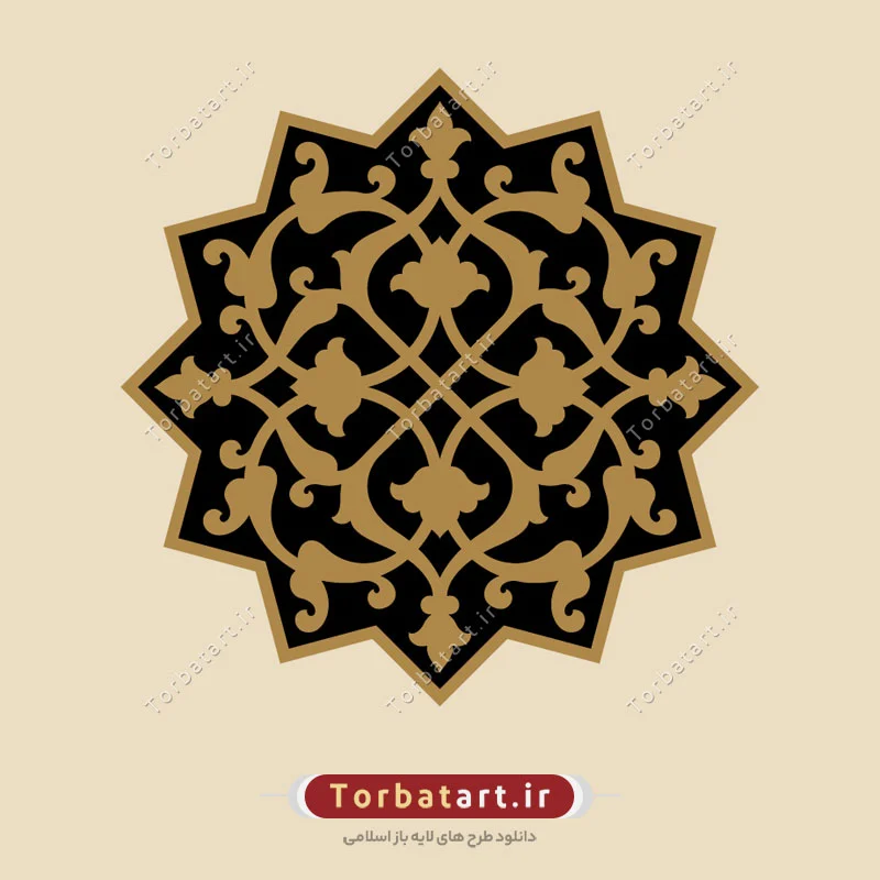 وکتور شمسه با نقوش اسلیمی سنتی