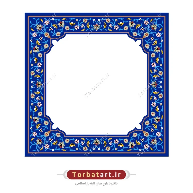 وکتور قاب کاشی کاری مربعی با ناحیه ورودی متن در مرکز
