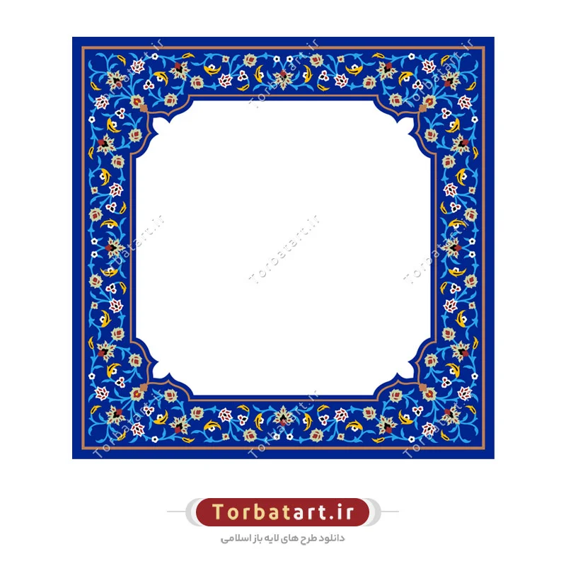 وکتور قاب کاشی کاری مربعی با ناحیه ورودی متن در مرکز