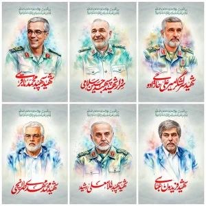 پوستر های شهادت فرماندهان سپاه و دانشمندان هسته ای