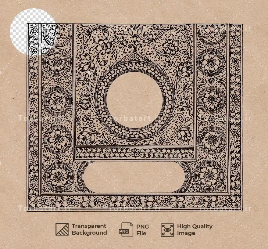 کتیبه چاپ سنگی با ناحیه ورودی متن در مرکز
