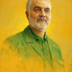 نقاشی چهره شهید حاج قاسم سلیمانی