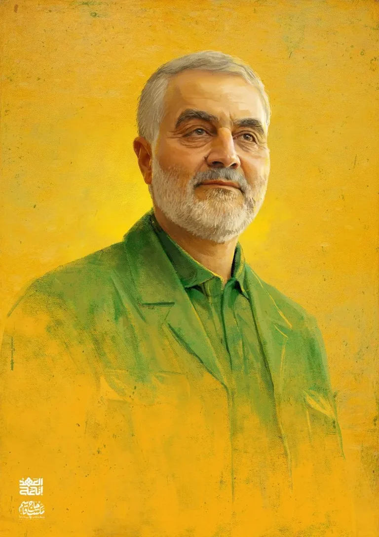 نقاشی چهره شهید حاج قاسم سلیمانی